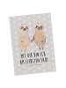 Mr. & Mrs. Panda Postkarte Faultier Pärchen mit Spruch in Grau Pastell