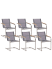 Beliani 6er-Set Freischwingerstuhl COSOLETO in Grau/Silber