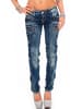 Cipo & Baxx Damen Slim Fit Hose Stonewashed in Blue