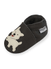 Mejale Schwarze Babyschuhe aus Leder für Kleinkinder, rutschfeste Sohlen - Welpenmuster