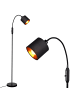 ZMH Stehlampe 163cm in schwarz 360° Drehbar mit Stoff Lampenschirm