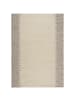 KADIMA DESIGN Wollteppich mit Noppeneffekt und geometrischem Bordürendesign in Beige