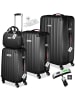 tectake Reisekoffer-Set, inkl. Kofferwaage und -anhänger