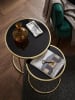 KADIMA DESIGN Satztisch 2er-Set | Schwarz/Gold, Metall/Glas