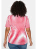 sheego T-Shirt in mohnrot-weiß
