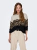 ONLY Eleganter Pullover mit modernem Animal-Print und Farbblock-Design in Braun