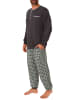 NORMANN Pyjama Schlafanzug Bündchen und karierter Jersey Hose - 68045 in dunkelgrau
