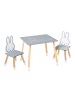 roba miffy® Sitzgruppe, 2 Kinderstühle & Tisch, Holz dunkelgrau/weiß