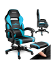tectake Racing Bürostuhl Comodo inklusive Lendenkissen, Belastbarkeit 120 kg, schwarz/az