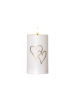 STAR Trading Outdoor-Kerze ,Flamme Heart', Timer und Dämmerungssensor, weiß, H 14cm