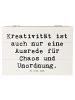 Mr. & Mrs. Panda Kiste Spruch Kreativität und Chaos mit Spruch in Weiß