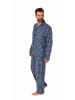 NORMANN Flanell Pyjama langarm Schlafanzug zum durchknöpfen - 70802 in navy