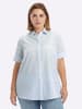 sheego Kurzarm-Bluse in hellblau-weiß-gestreift