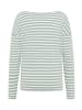 ELBSAND Langarm T-Shirt Tooske in Soft Sage + Cloud White STRIPE