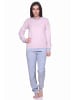 NORMANN Frottee Pyjama langarm Bündchen Streifen - 71528 in Rosa