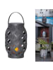 STAR Trading LED Outdoor-Laterne ,Flame Lantern, Batterie und Timer, grau, 23cm, Ø