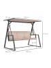 Outsunny Hollywoodschaukel 205L x 130B x 175H cm Khaki