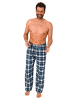 NORMANN Flanell Schlafanzug Pyjama Hose Karo - 76585 in türkis