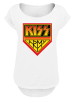 F4NT4STIC Long Cut T-Shirt Kiss Rock Band Army Logo in weiß