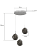 ZMH Pendelleuchte 3-flammige G9 in rauchgrau Glas und Kristall L28cm x H175cm
