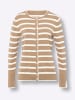 Heine Feinstrickjacke in camel-ecru-gestreift