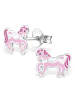 schmuck23 Ohrringe 925 Silber Pferd in Rosa