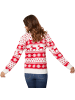 tectake Winterlicher Strickpullover in weißer und roter Farbe, rot