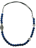 Gallay Kette Kunststoff Perlenkette blau altsilber Kordel blau 80cm in blau