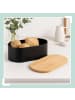 relaxdays Brotkasten in Schwarz/ Natur - (B)33,5 x (H)12 x (T)18 cm