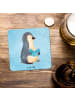 Mr. & Mrs. Panda Bierdeckel Pinguin Buch ohne Spruch in Eisblau