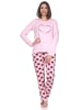 NORMANN Schlafanzug Pyjama langarm Herz Tupfen Punkte in rosa