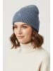 Faera Strickmütze mit Smiley und feinem Rippenstrick in Blau