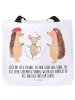 Mr. & Mrs. Panda Strandtasche Igel Seilhüpfen mit Spruch in Weiß