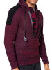 Rusty Neal 1/2 Zip Grobstrick Kontrast Kapuzen-Pullover in Weinrot