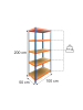 relaxdays Schwerlastregal "5 Ebenen" in Blau/ Orange - (B)100 x (H)200 x (T)50 cm