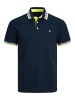 Jack & Jones + Fit Polo Shirt JJEPAULOS Sommer Hemd Pique in Dunkelblau-3