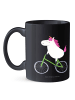Mr. & Mrs. Panda Becher Einhorn Radfahrer ohne Spruch in Schwarz