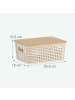relaxdays 6 x Aufbewahrungsbox in Weiß/ Natur – (B)25,5 x (H)10,5 x (T)18 cm