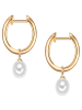 Valero Pearls Creolen aus Sterling Silber mit Zirkonia und Süßwasser-Zuchtperle in gelbgold