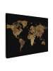 MuchoWow Leinwand bilder Weltkarte gold schwarz (BxH)
