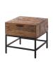 home24 home24 Beistelltisch aus Massivholz in Pinie massiv / Metall - 78 x 44 x 87 cm in Pinie Dunkel