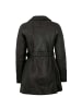 Mauritius Leder-Trenchcoat Lammnappa Gürtel in Schwarz