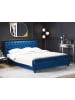 Beliani Doppelbett AVALLON in Blau/Braun - (W) 192 x (H) 94 x (L) 233 cm