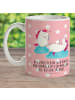 Mr. & Mrs. Panda Tasse Einhorn Sekt mit Spruch in Rot Pastell