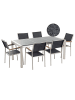 Beliani 7-tlg Gartentisch Set GROSSETO in Grau/Schwarz/Silber