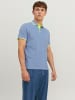 Jack & Jones Polo Shirt JJEPAULOS Sommer Hemd Kragen Pique Cotton in Blau-4