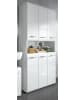 Inn.Furn Hochschrank weiß Hochglanz, Mehrzweckschrank 90 cm mit 13 Fächern