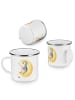 Mr. & Mrs. Panda Camping Emaille Tasse Pinguin Mond ohne Spruch in Weiß