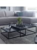 KADIMA DESIGN MARMIX Couchtische 2er Set: Quadratisch, Marmoroptik, Metallgestell in Schwarz