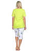 NORMANN Schlafanzug kurzarm Pyjama floraler Print Jersey - 85008 in grün